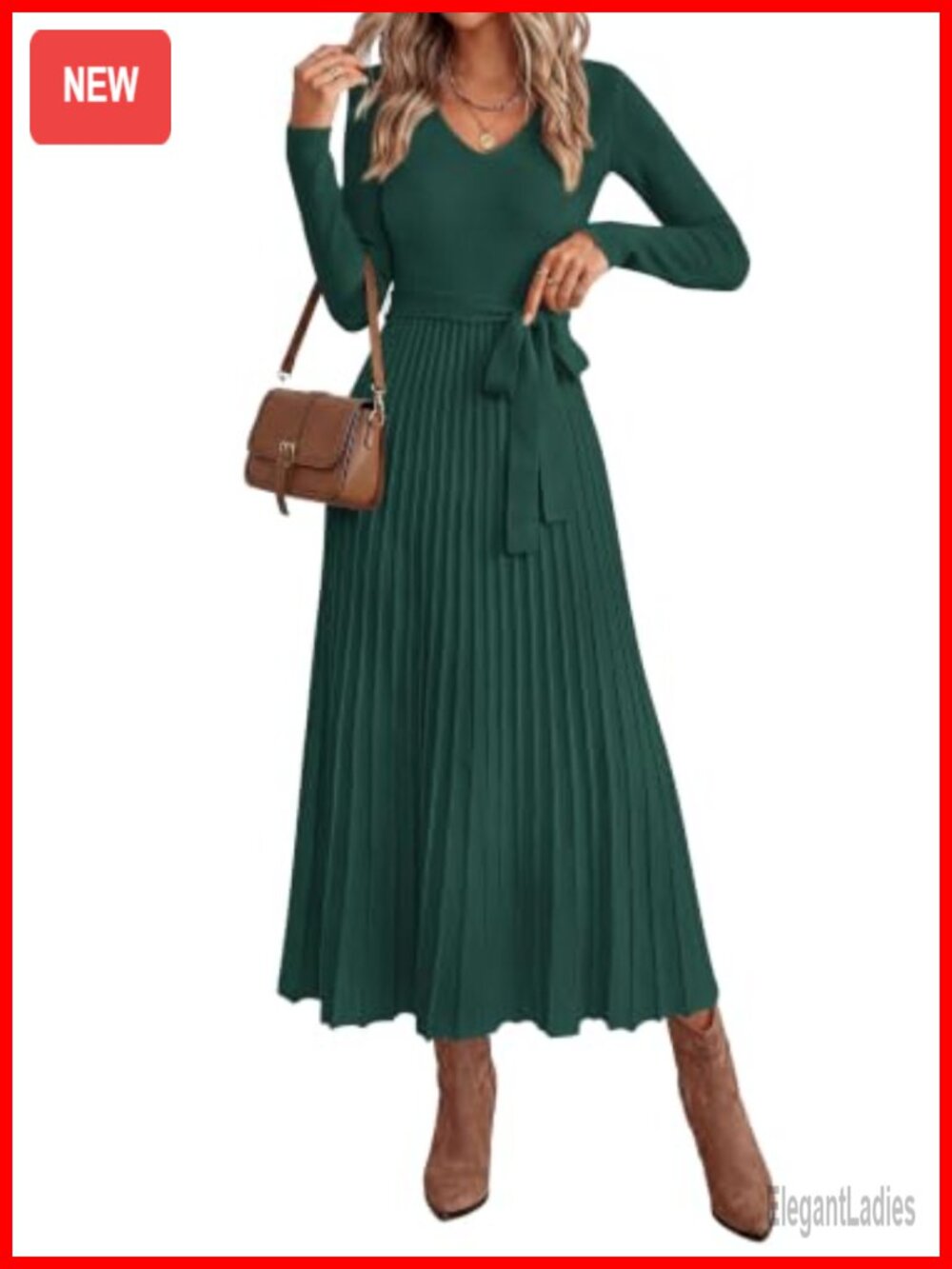 Womens Maxi Sweater Dress Long Sleeve Knit A-Line V-Neck Bow Fall Winter